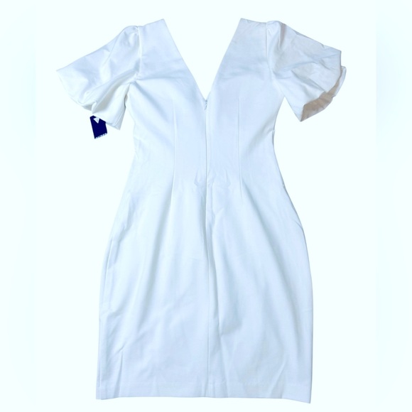 NWT GUESS White Puff Sleeve Wired V Mini Dress Size 6 - Picture 7 of 9